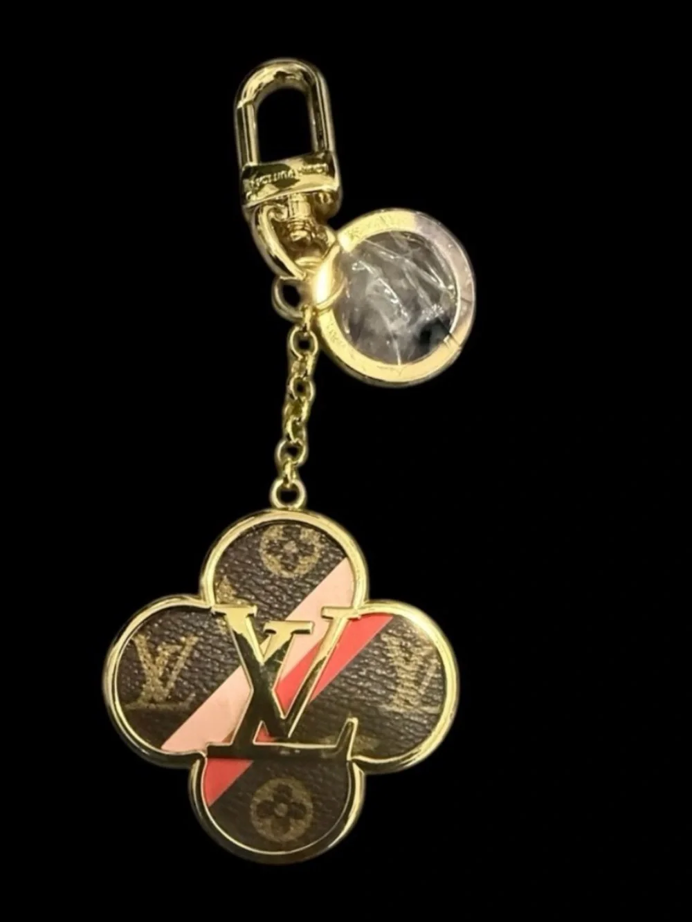 Louis Vuitton Brown Monogram Flower Key Charm w/ Pink & Red Accent NIOB - Picture 5 of 6